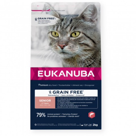 EUKANUBA Grain Free Senior Salmon - sucha karma dla kota - 2kg