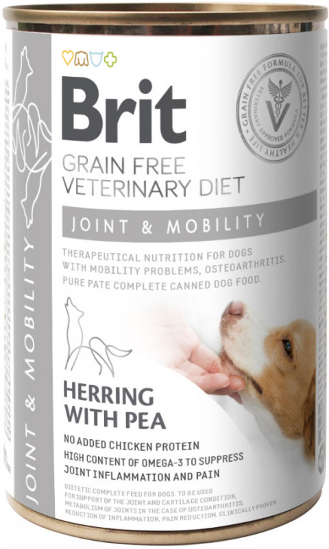 BRIT Grain Free Vet Diets Dog Joint & Mobility Śledź & Groszek - mokra karma dla psa - 400 g